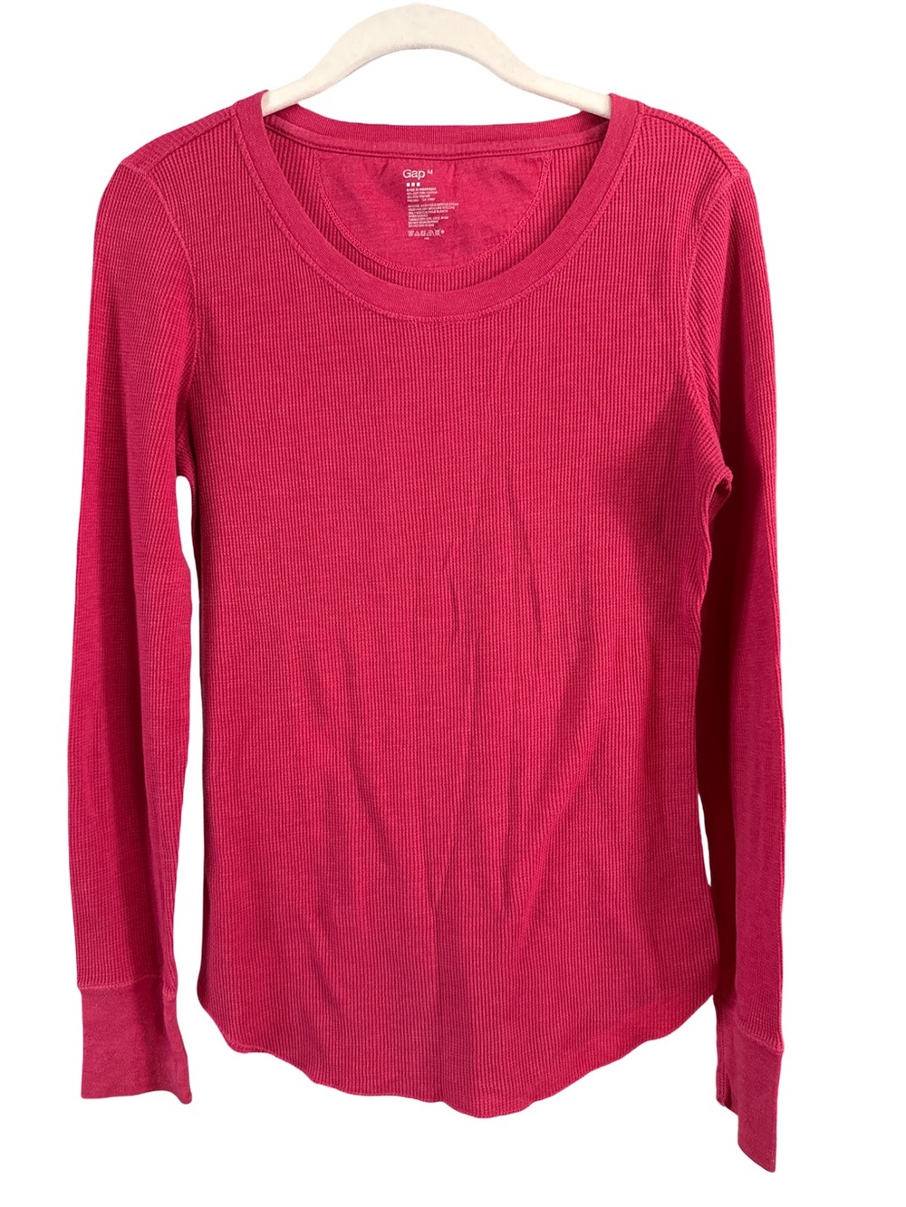 GAP Long Sleeve Ribbed Top - Bright Pink